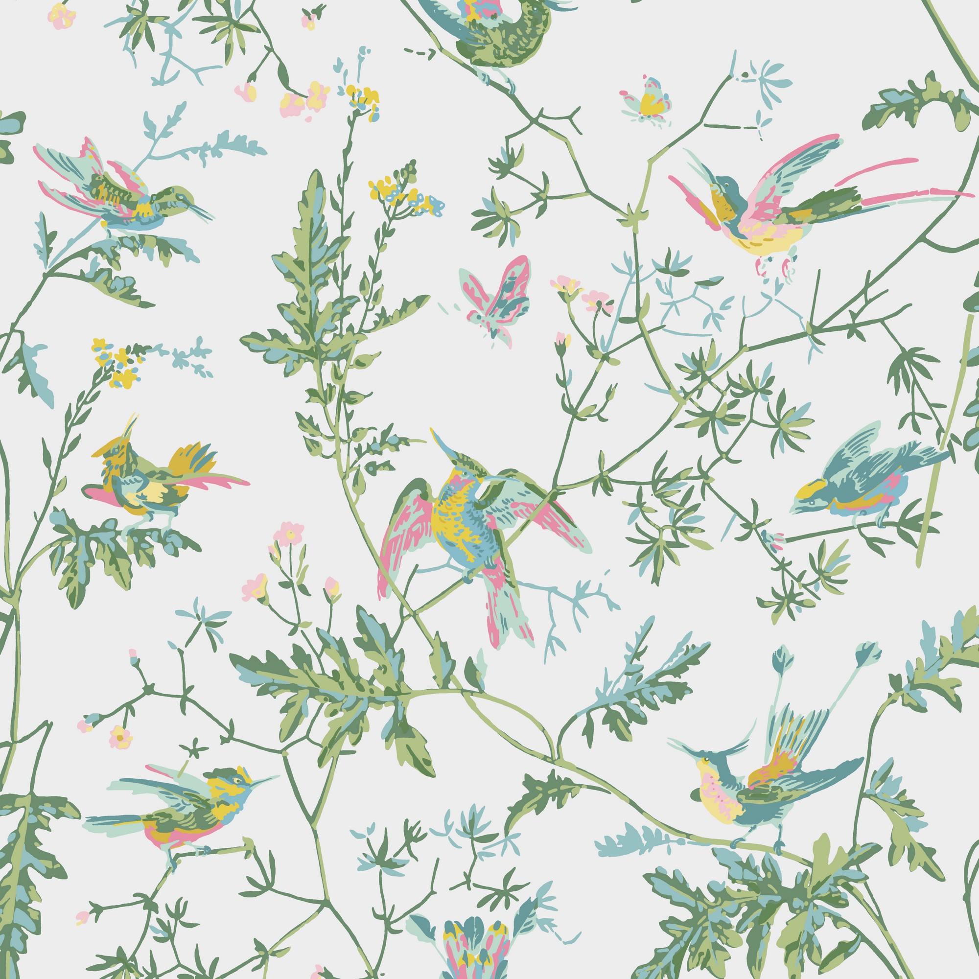 Hummingbirds Wallpaper 112 4015 By Cole Son In Green Pink